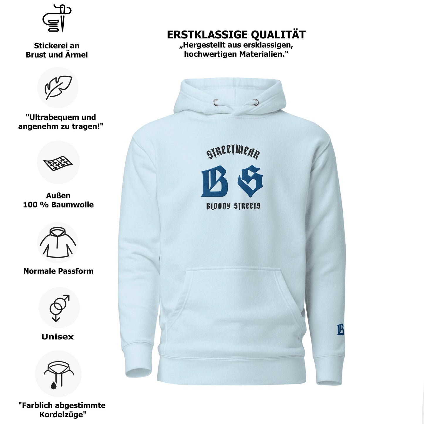 Bloody Streets Classic Stickerei Unisex Streetwear-Hoodie
