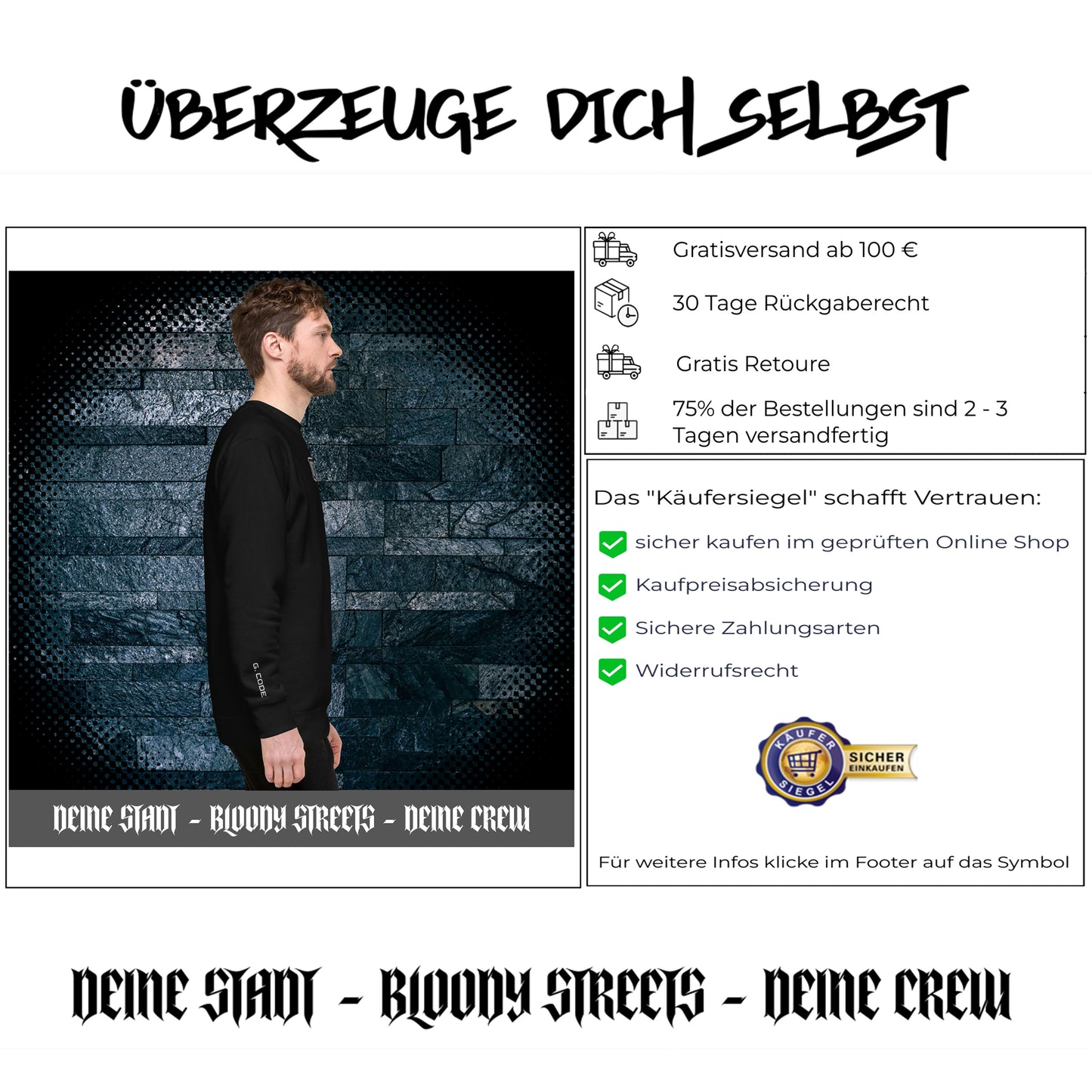 Streetwear Pullover Unisex - BS Outsiders Stickerei