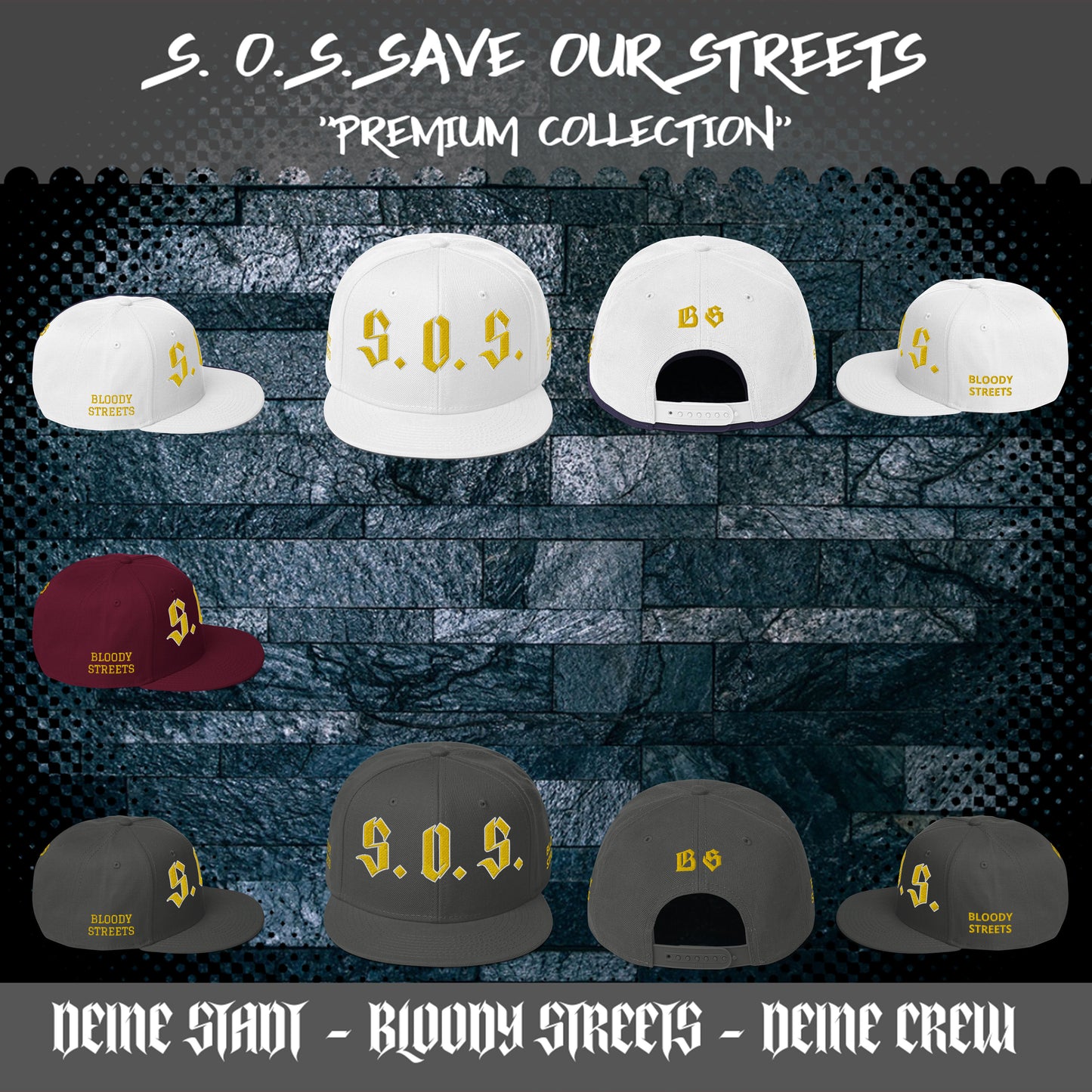 Streetwear Snapback Cap - S.O.S SAVE OUR STREETS