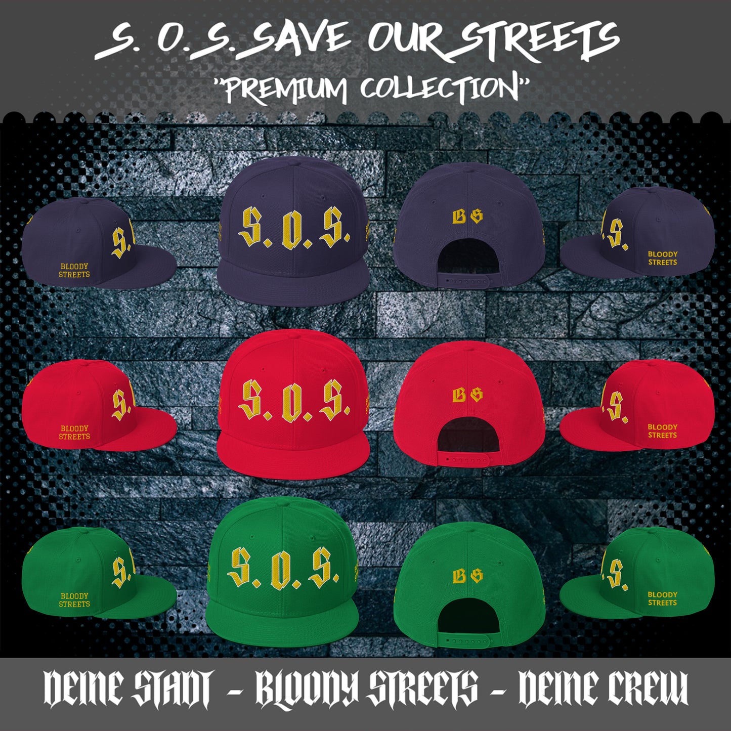 Streetwear Snapback Cap - S.O.S SAVE OUR STREETS