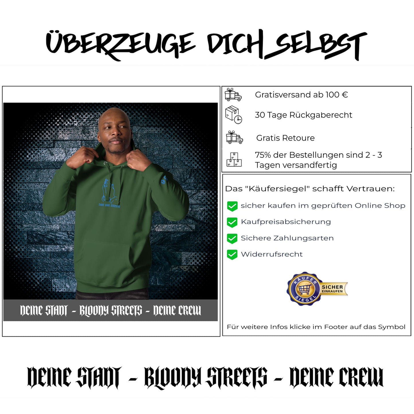 Streetwear Unisex Hoodie - S.O.S. SAVE OUR STREETS V2