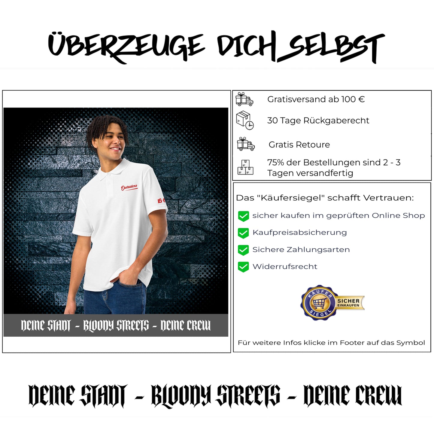 BS Outsiders - Polo-Shirt Stickerei Unisex