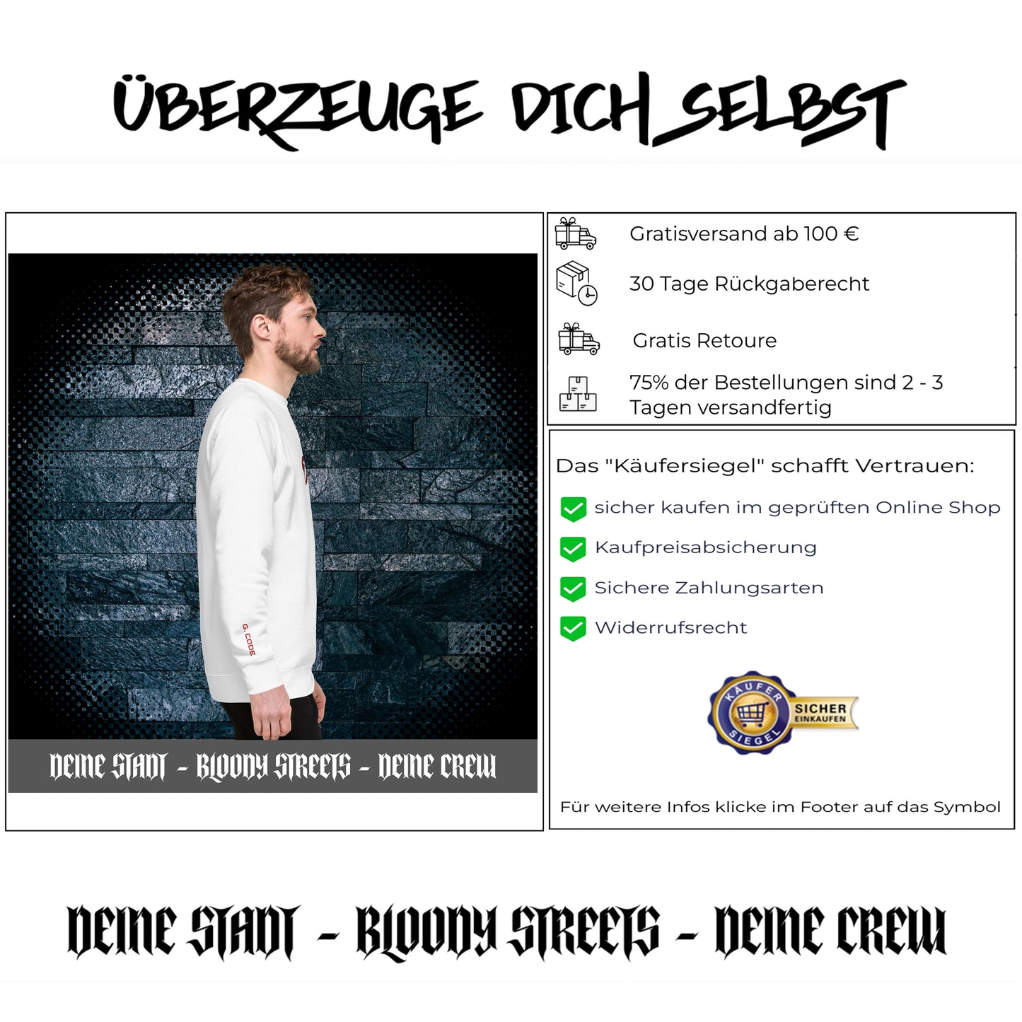 Streetwear Pullover Unisex - BS Outsiders Stickerei