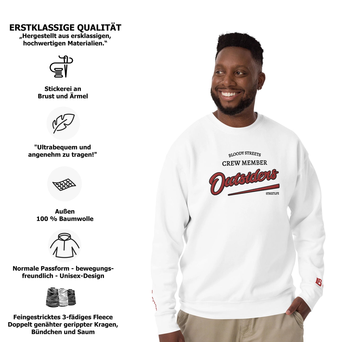 Streetwear Pullover Unisex - BS Outsiders Stickerei