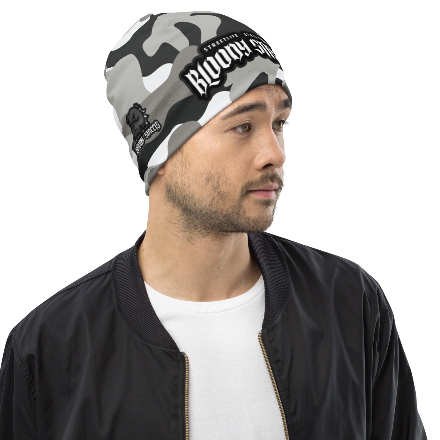 CAMOUFLAGE White Bull Dog "Street Soldier" Beanie - BLOODY-STREETS.DE Streetwear Herren und Damen Hoodies, T-Shirts, Pullis