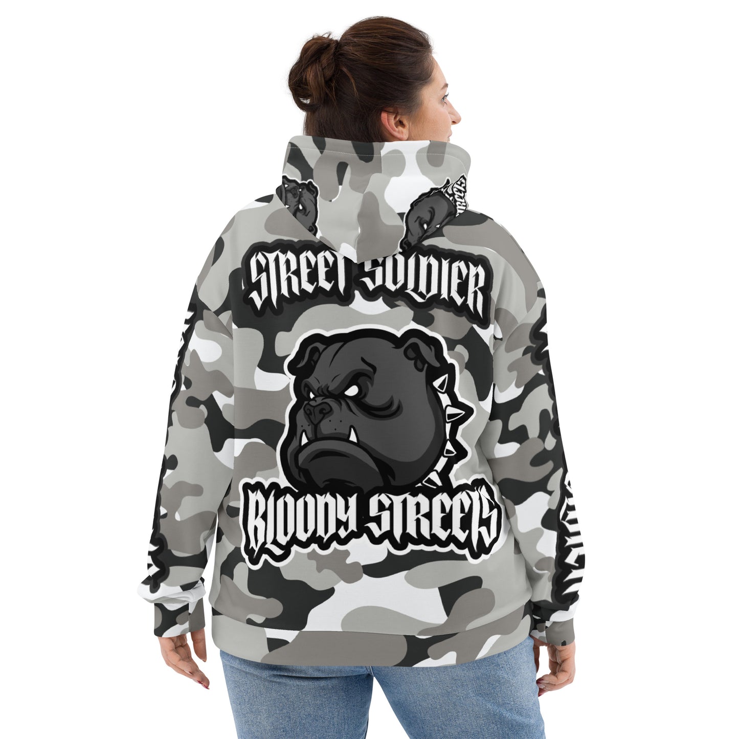 CAMOUFLAGE Bull Dog "Street Soldier" Unisex Hoodie - BLOODY-STREETS.DE Streetwear Herren und Damen Hoodies, T-Shirts, Pullis
