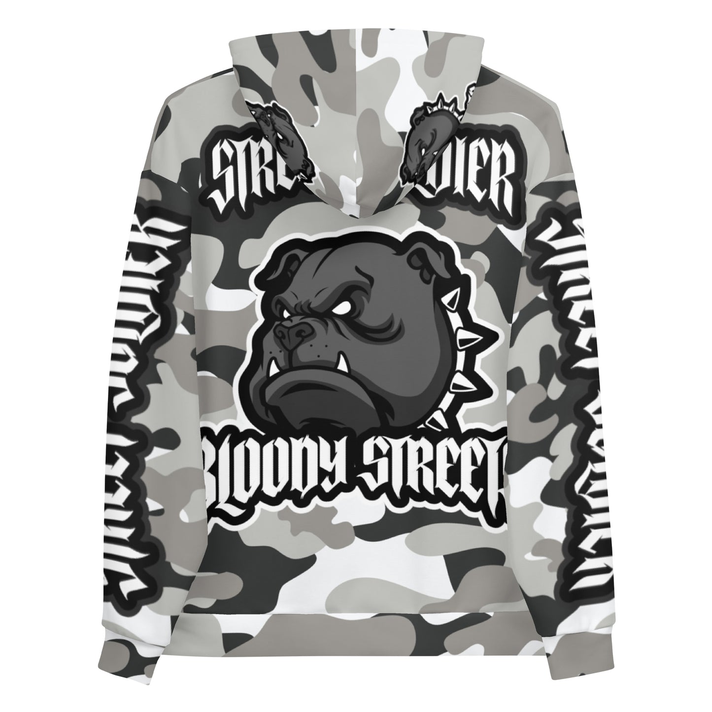 CAMOUFLAGE Bull Dog "Street Soldier" Unisex Hoodie - BLOODY-STREETS.DE Streetwear Herren und Damen Hoodies, T-Shirts, Pullis