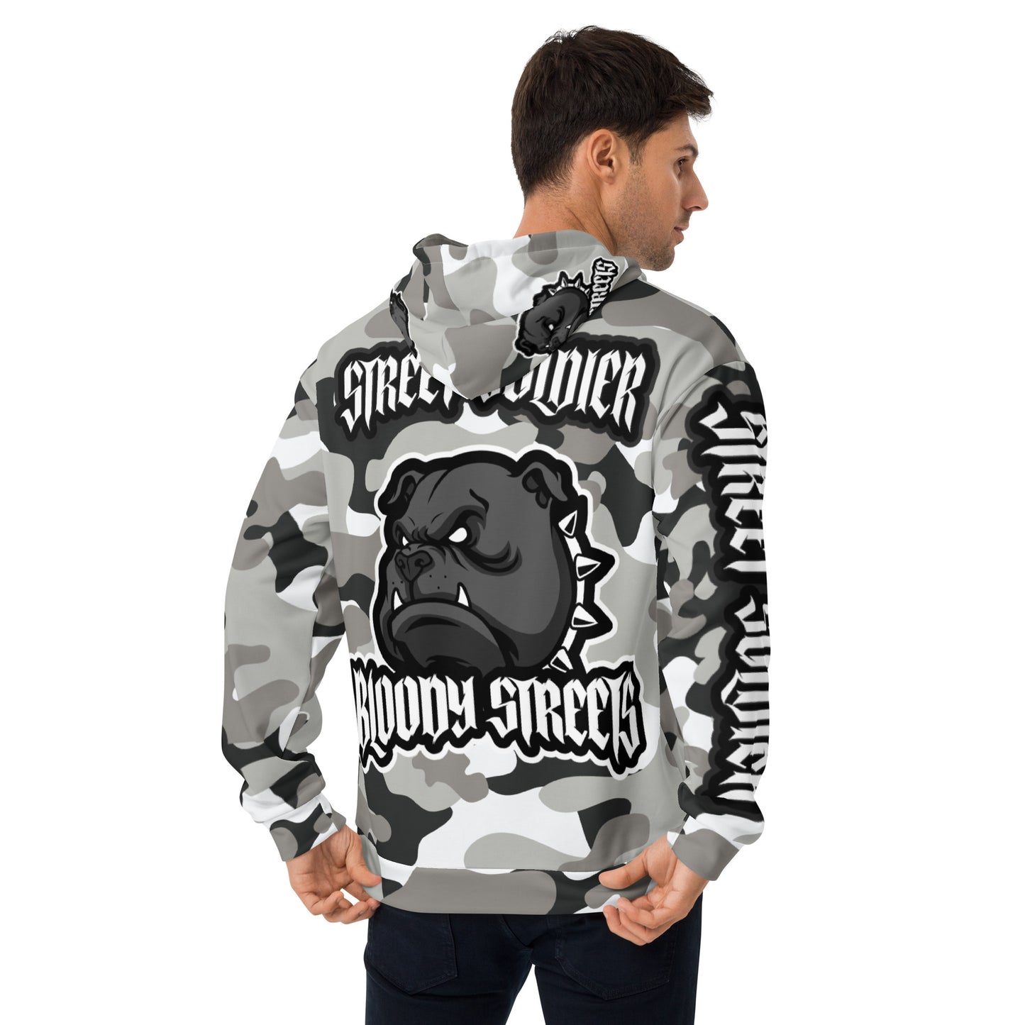 CAMOUFLAGE Bull Dog "Street Soldier" Unisex Hoodie - BLOODY-STREETS.DE Streetwear Herren und Damen Hoodies, T-Shirts, Pullis