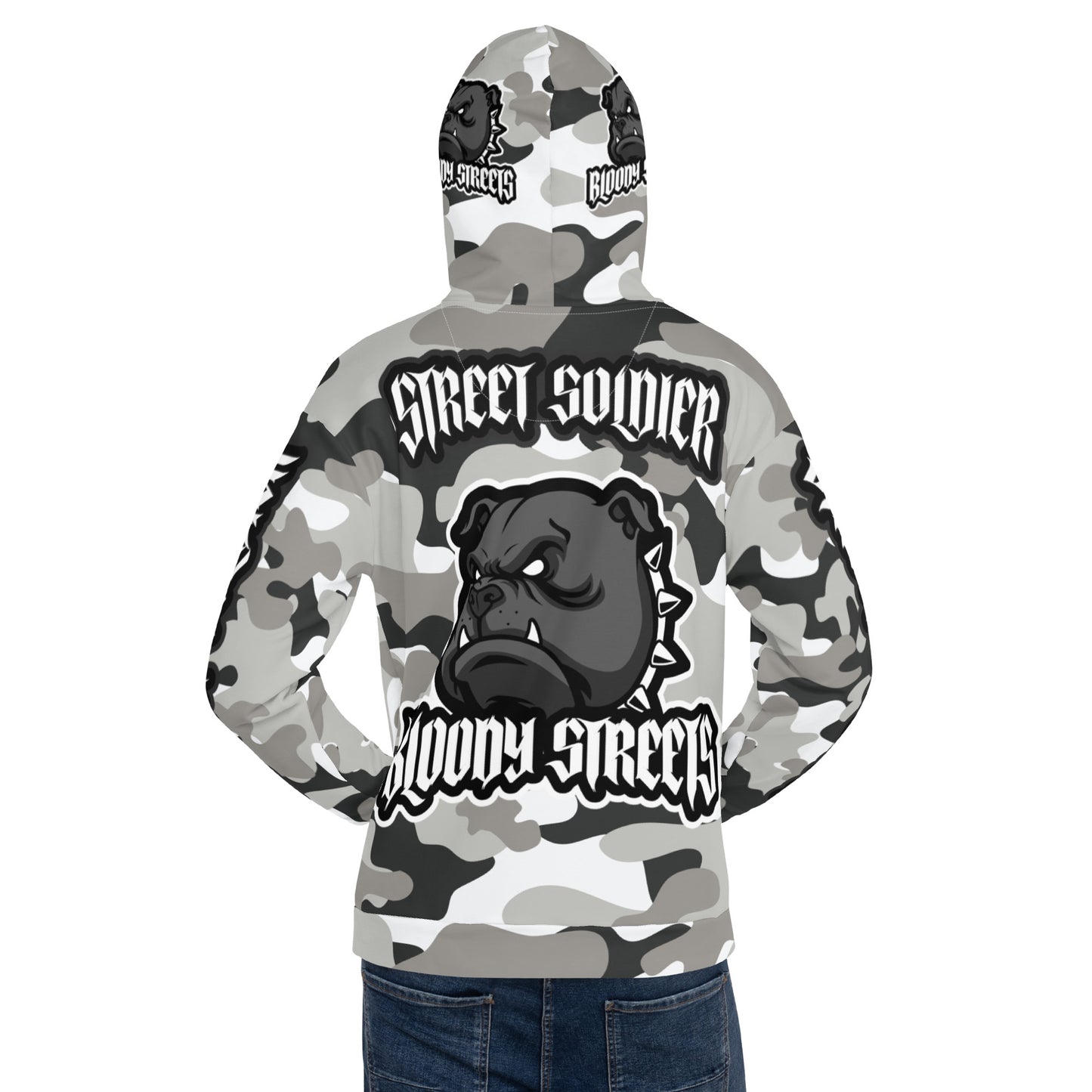 CAMOUFLAGE Bull Dog "Street Soldier" Unisex Hoodie - BLOODY-STREETS.DE Streetwear Herren und Damen Hoodies, T-Shirts, Pullis