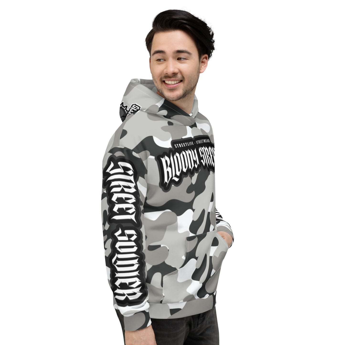 CAMOUFLAGE Bull Dog "Street Soldier" Unisex Hoodie - BLOODY-STREETS.DE Streetwear Herren und Damen Hoodies, T-Shirts, Pullis
