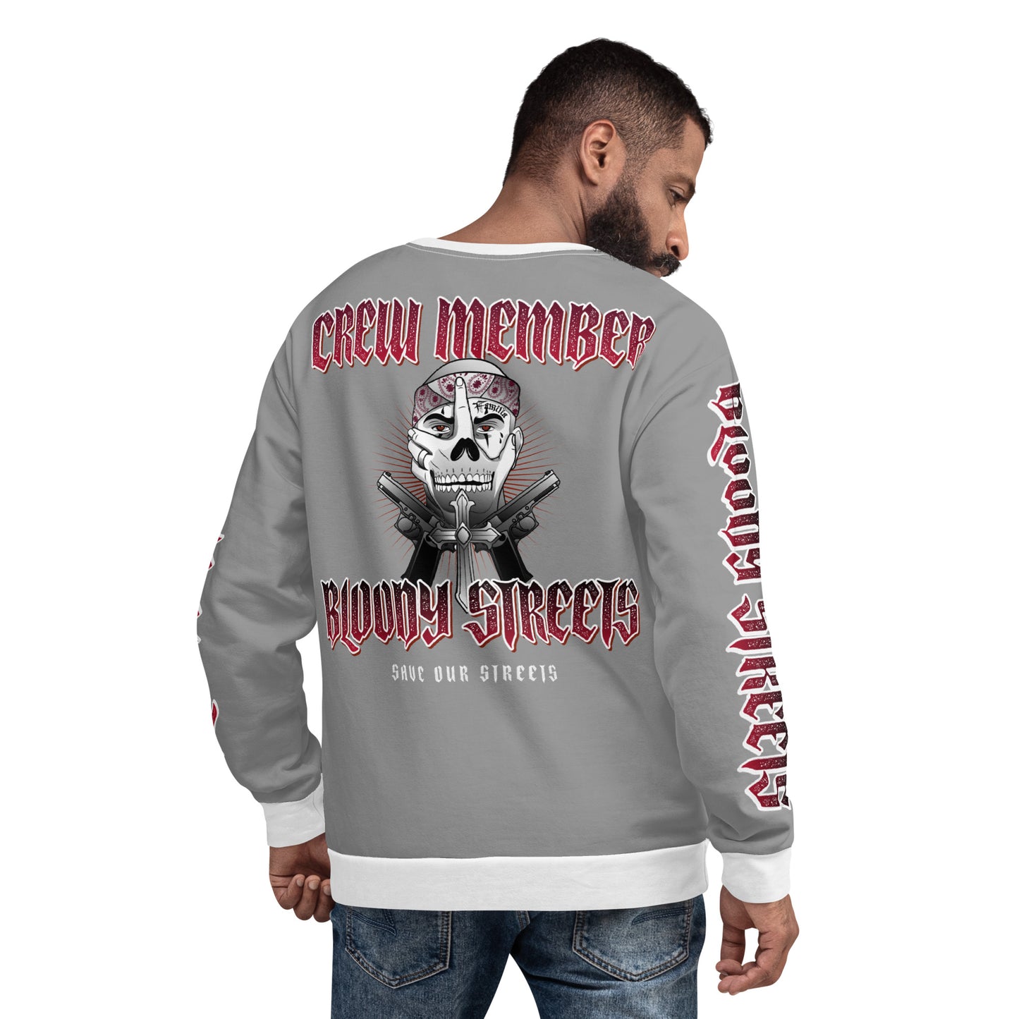 BLOODY STREETS Crew Member Streetwear Pullover Gray - BLOODY-STREETS.DE Streetwear Herren und Damen Hoodies, T-Shirts, Pullis