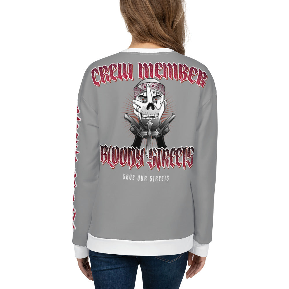 BLOODY STREETS Crew Member Streetwear Pullover Gray - BLOODY-STREETS.DE Streetwear Herren und Damen Hoodies, T-Shirts, Pullis