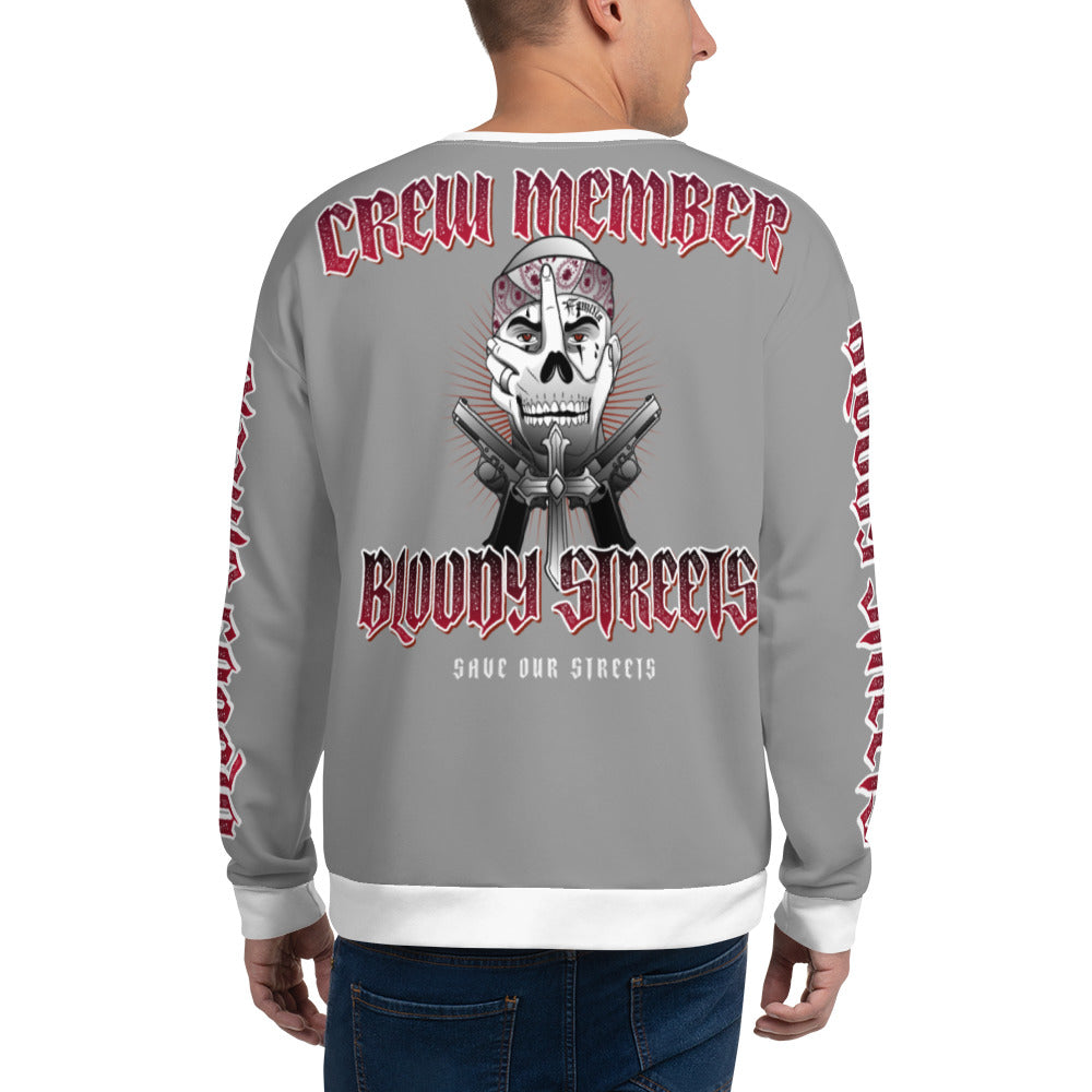 BLOODY STREETS Crew Member Streetwear Pullover Gray - BLOODY-STREETS.DE Streetwear Herren und Damen Hoodies, T-Shirts, Pullis