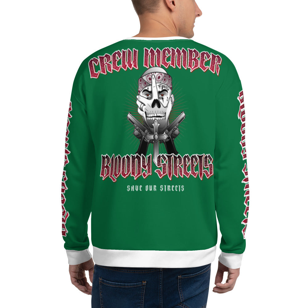 BLOODY STREETS Crew Member Streetwear Pullover Green - BLOODY-STREETS.DE Streetwear Herren und Damen Hoodies, T-Shirts, Pullis