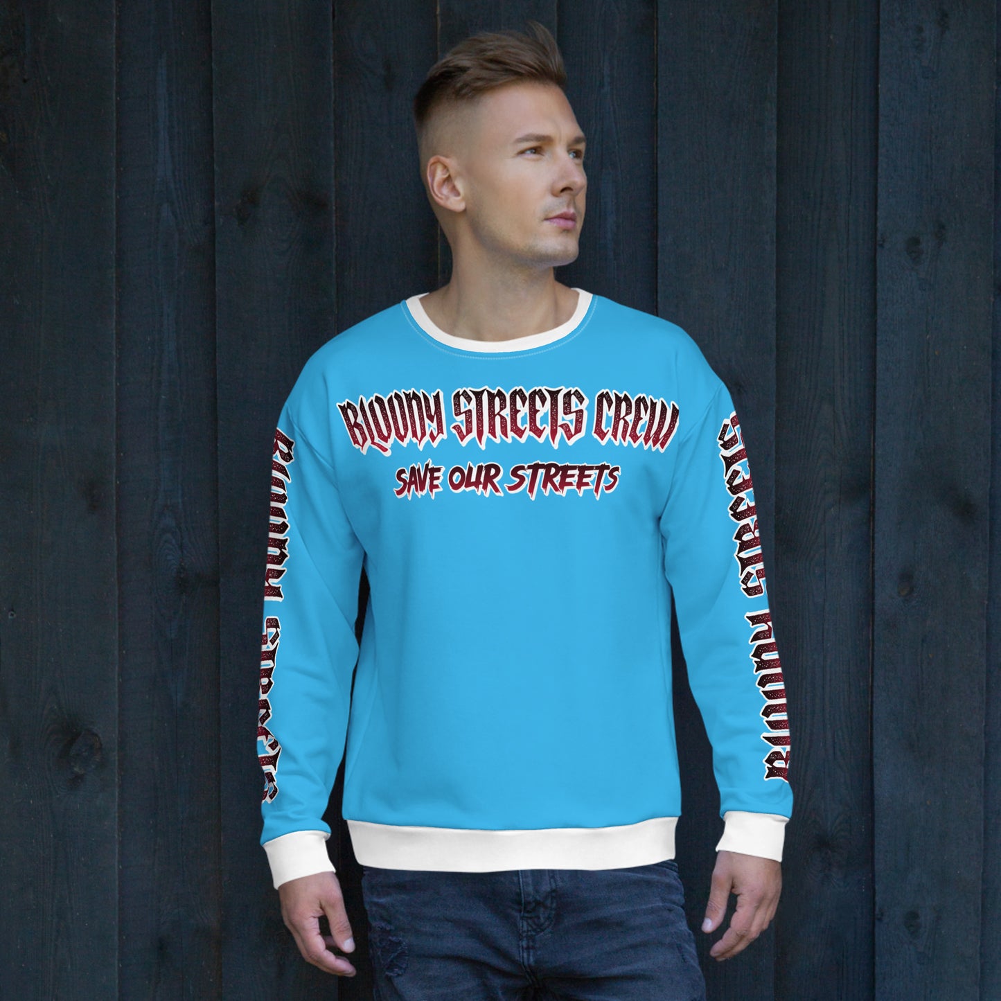 Bloody Streets Crew Member Streetwear Pullover Blue - BLOODY-STREETS.DE Streetwear Herren und Damen Hoodies, T-Shirts, Pullis