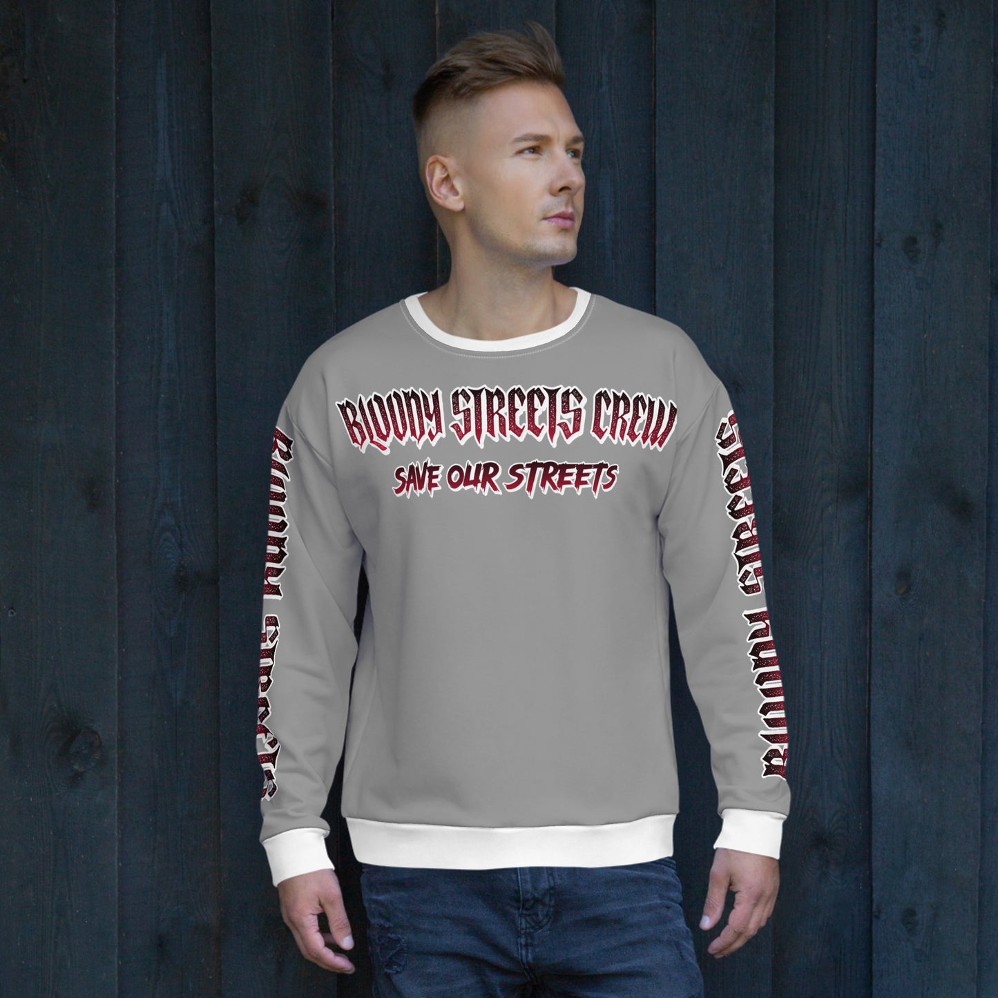 BLOODY STREETS Crew Member Streetwear Pullover Gray - BLOODY-STREETS.DE Streetwear Herren und Damen Hoodies, T-Shirts, Pullis