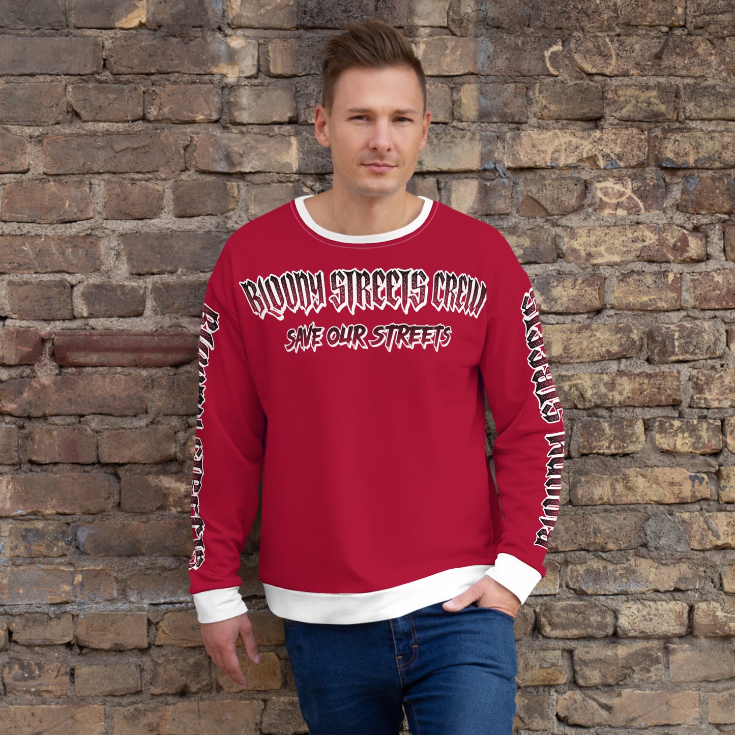 Bloody Streets Crew Member Streetwear Pullover Red - BLOODY-STREETS.DE Streetwear Herren und Damen Hoodies, T-Shirts, Pullis