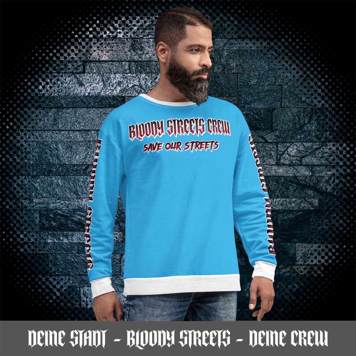Bloody Streets Crew Member Streetwear Pullover Blue - BLOODY - STREETS.DE Streetwear Herren und Damen Hoodies, T-Shirts, Pullis