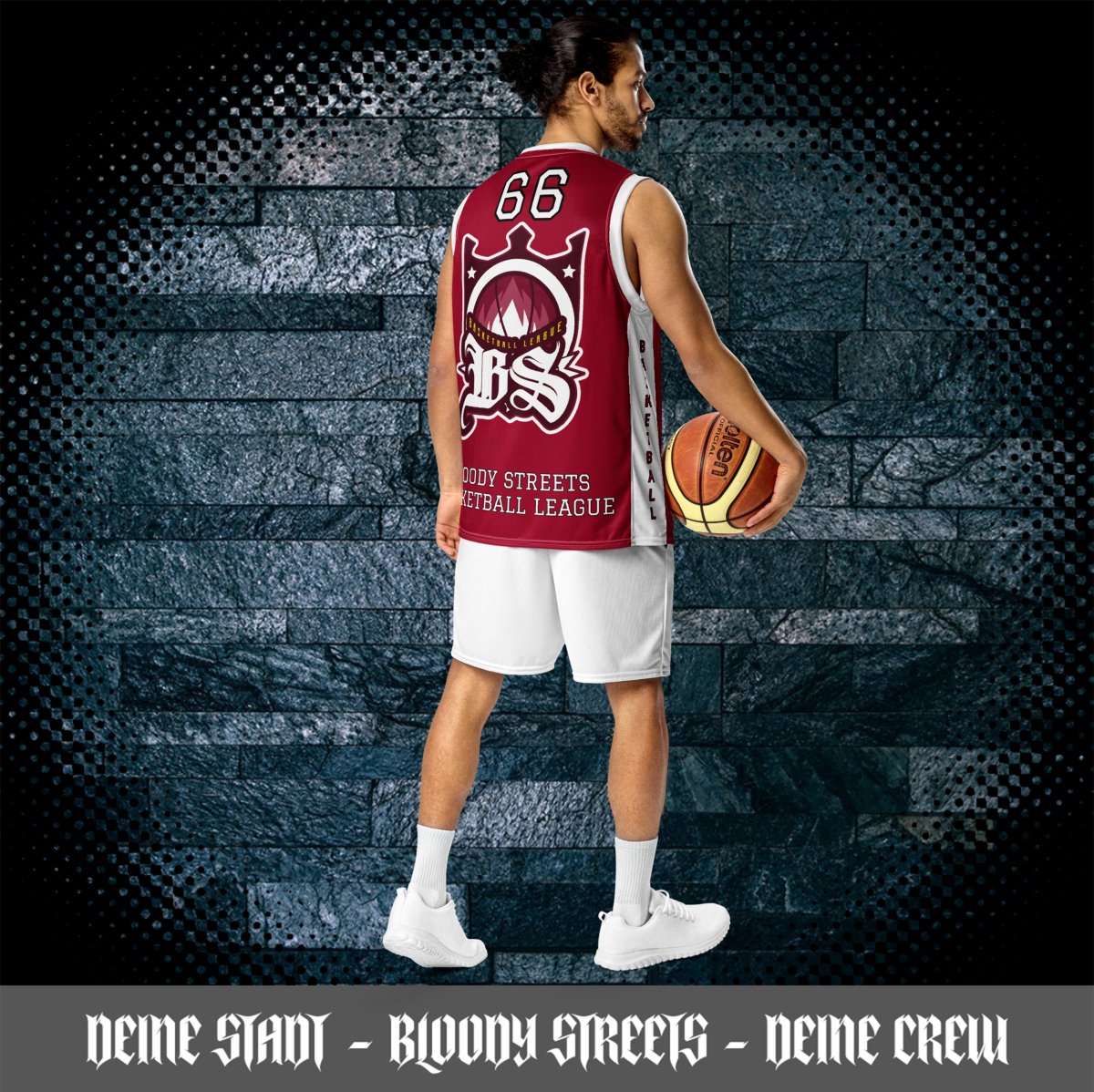 BLOODY STREETS - Recyceltes Streetwear - Basketballtrikot BLOODY RED - BLOODY - STREETS.DE Streetwear Herren und Damen Hoodies, T-Shirts, Pullis