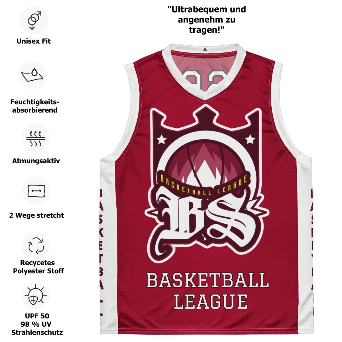 BLOODY STREETS - Recyceltes Streetwear - Basketballtrikot BLOODY RED - BLOODY - STREETS.DE Streetwear Herren und Damen Hoodies, T-Shirts, Pullis