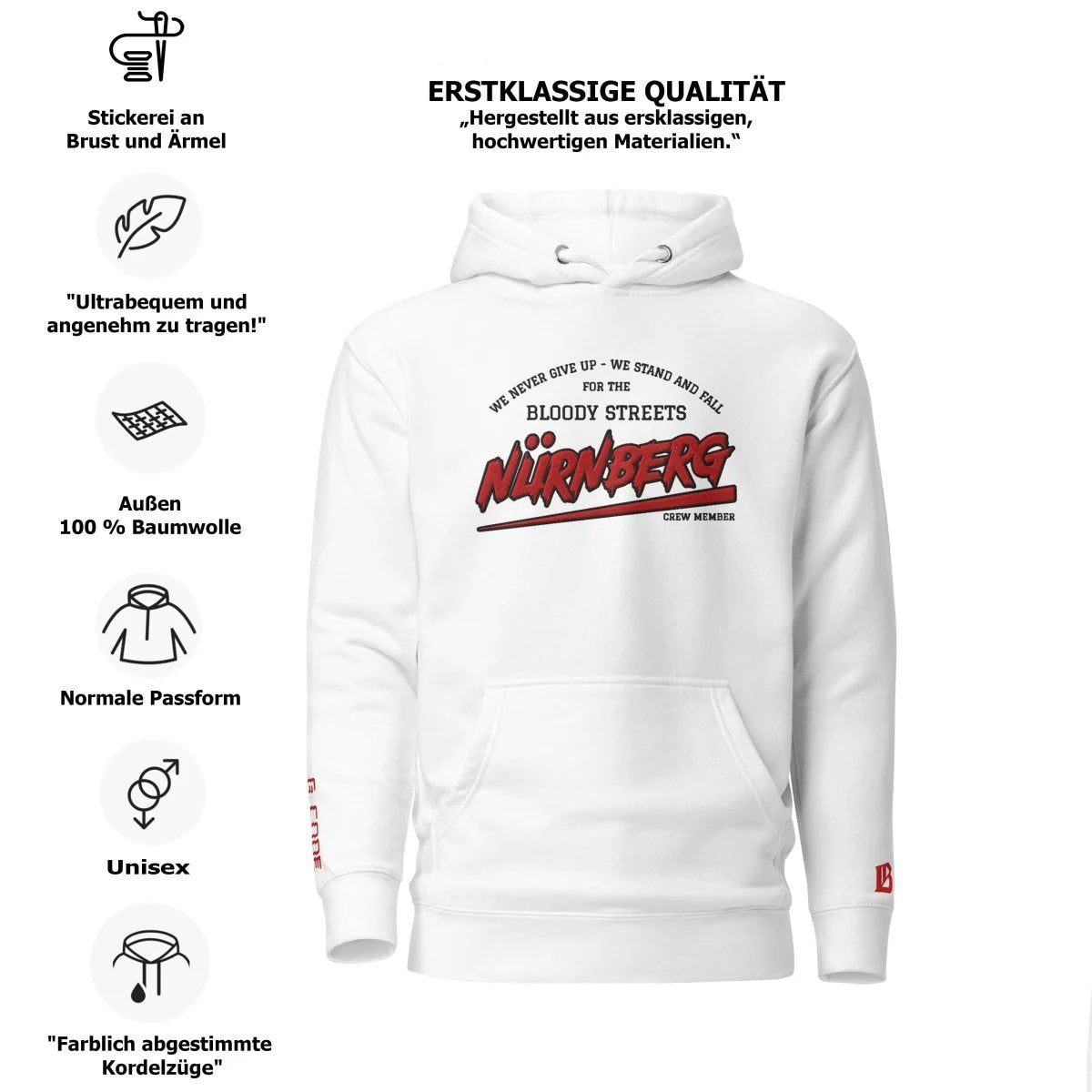 BS CITY Nürnberg Crew Member Premium Red Lady Hoodie - BLOODY - STREETS.DE Streetwear Herren und Damen Hoodies, T-Shirts, Pullis
