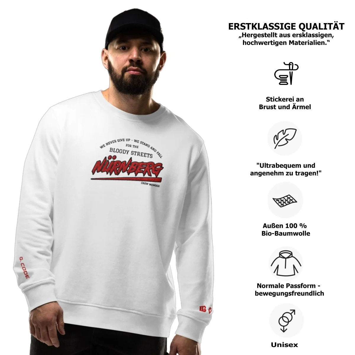 BS CITY Nürnberg Crew Member Premium Red "Lady" Pullover - BLOODY - STREETS.DE Streetwear Herren und Damen Hoodies, T-Shirts, Pullis