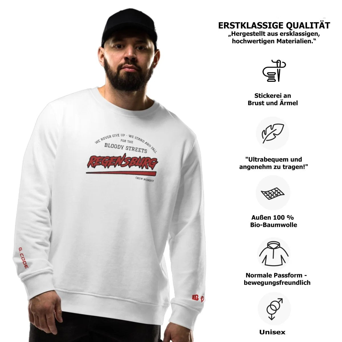 BS CITY Regensburg Crew Member Premium Red "Lady" Pullover - BLOODY - STREETS.DE Streetwear Herren und Damen Hoodies, T-Shirts, Pullis
