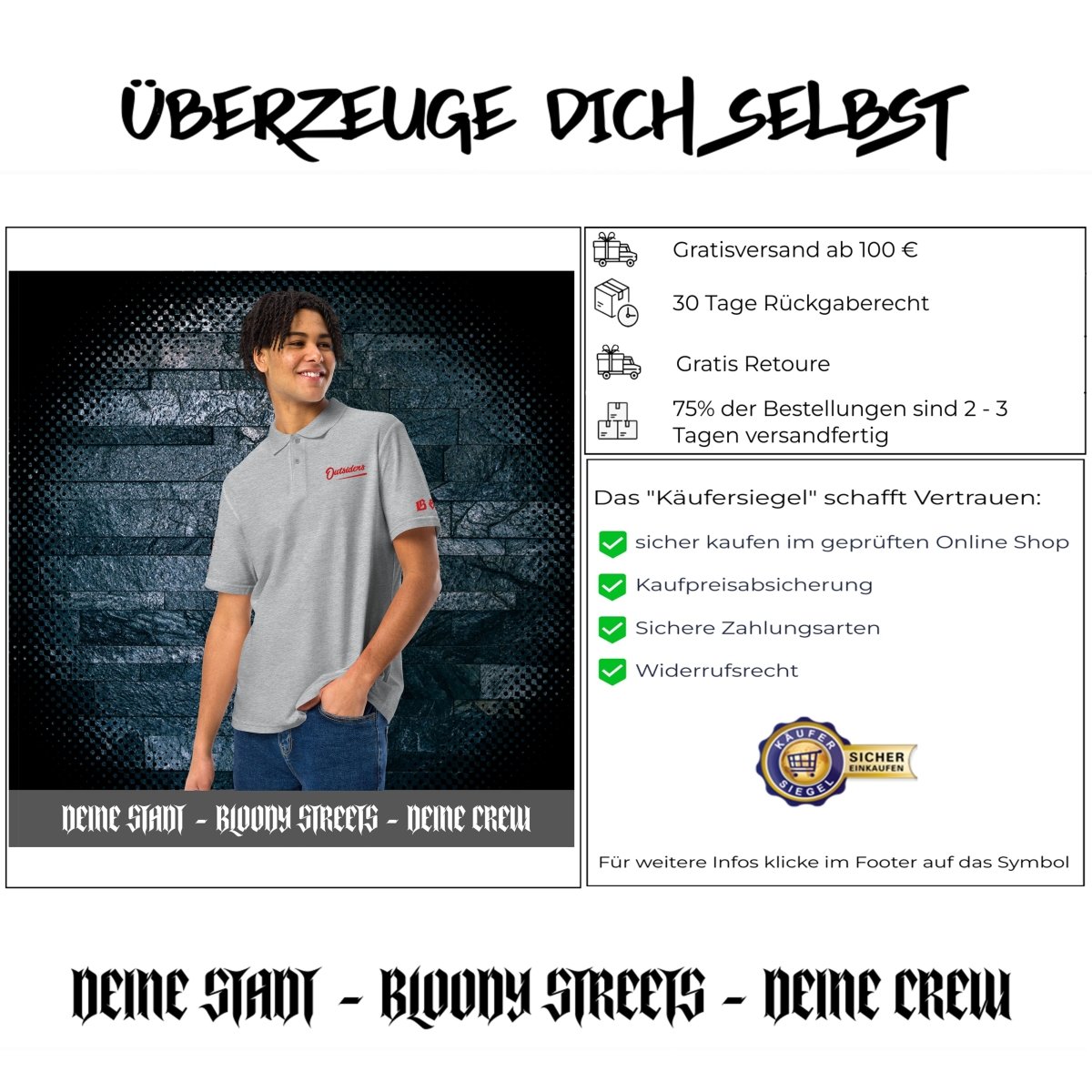 BS Outsiders - Polo - Shirt Stickerei Unisex - BLOODY - STREETS.DE Streetwear Herren und Damen Hoodies, T-Shirts, Pullis