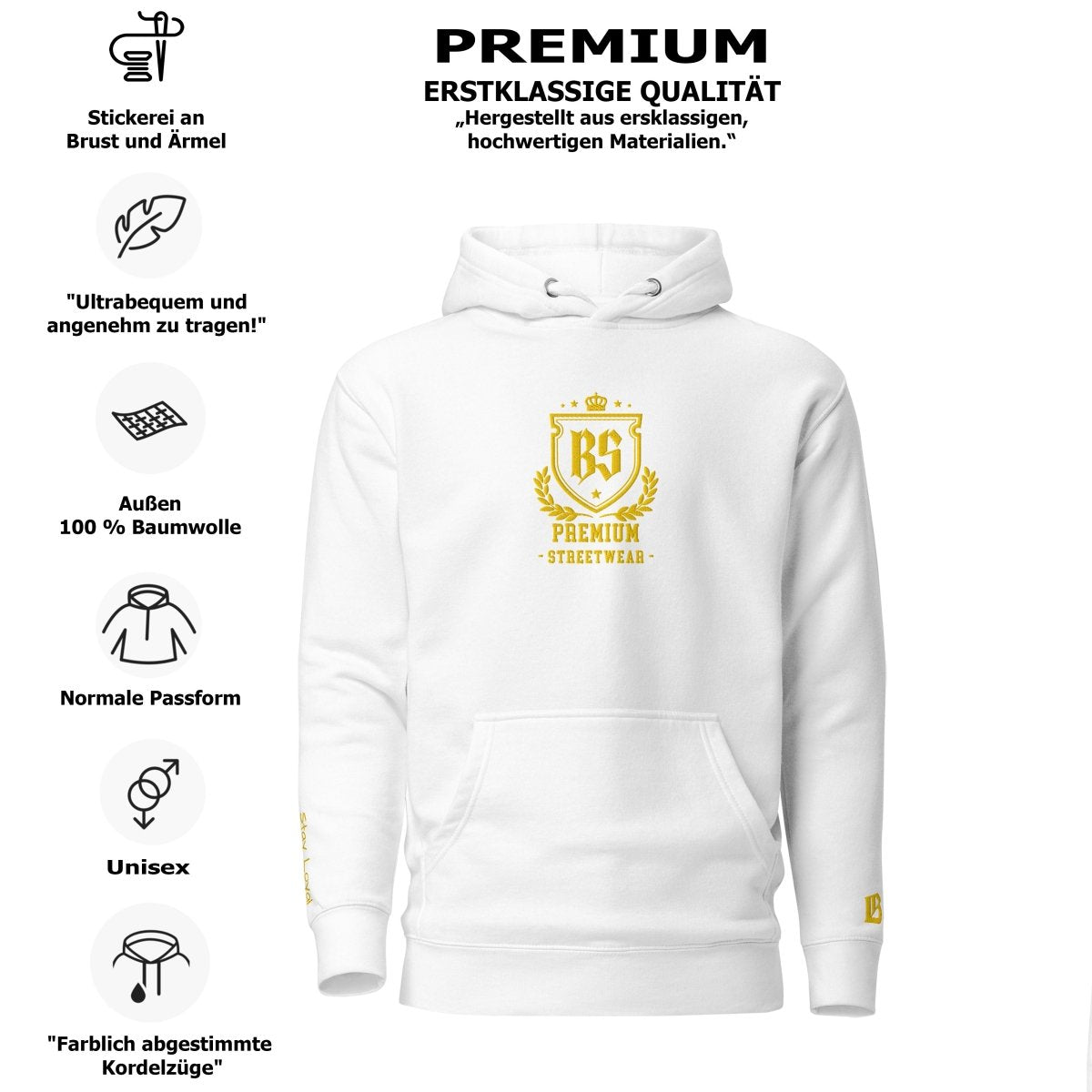 Classic Streetwear Hoodie OG - Gold V2 - BLOODY - STREETS.DE Streetwear Herren und Damen Hoodies, T-Shirts, Pullis