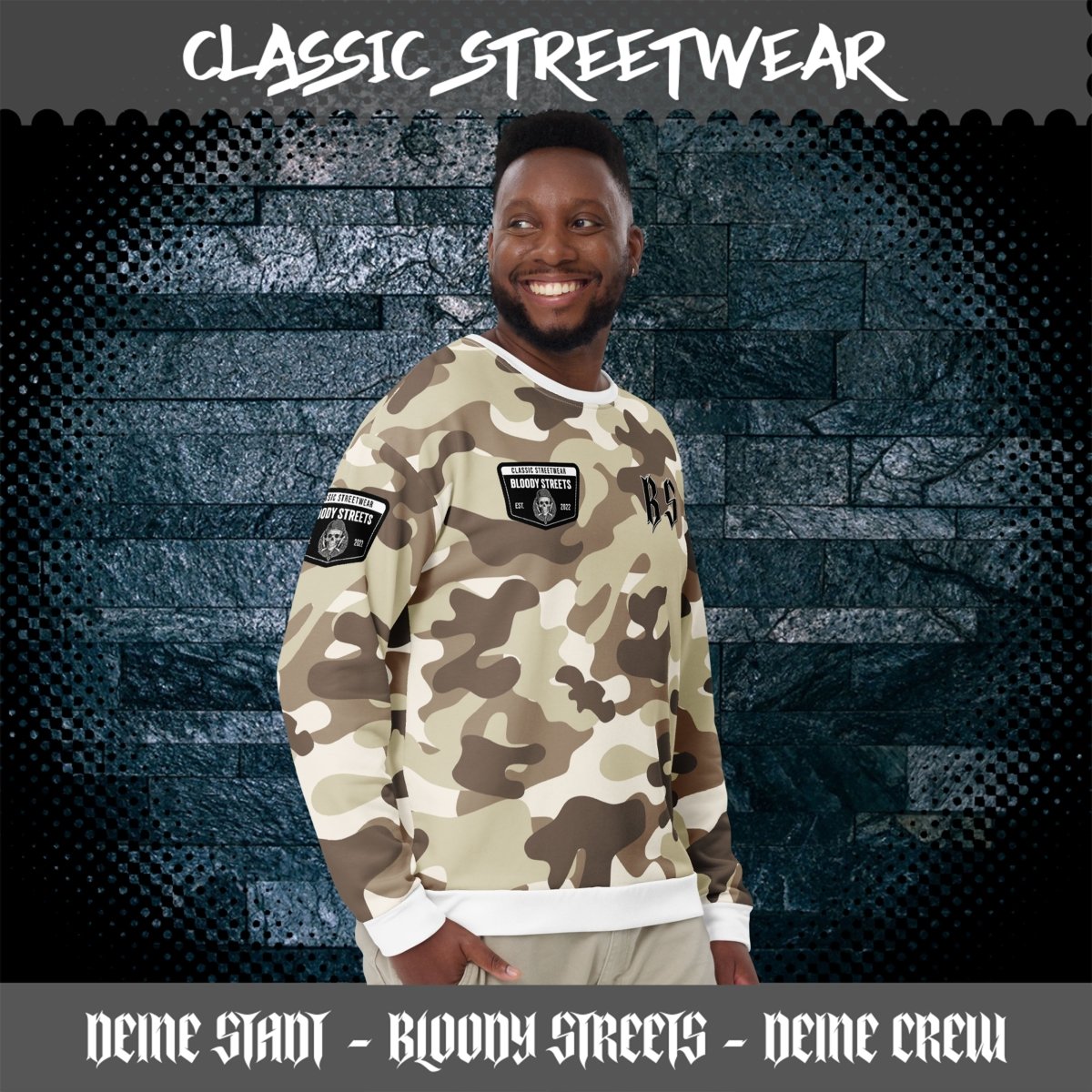Classic Streetwear Pullover OG SAND STORM - BLOODY - STREETS.DE Streetwear Herren und Damen Hoodies, T-Shirts, Pullis