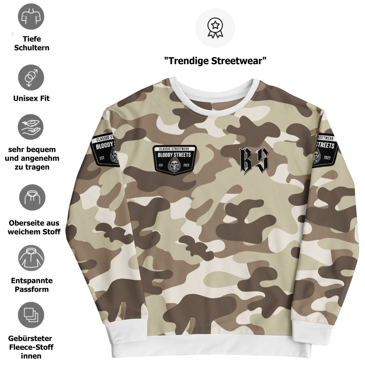 Classic Streetwear Pullover OG SAND STORM - BLOODY - STREETS.DE Streetwear Herren und Damen Hoodies, T-Shirts, Pullis