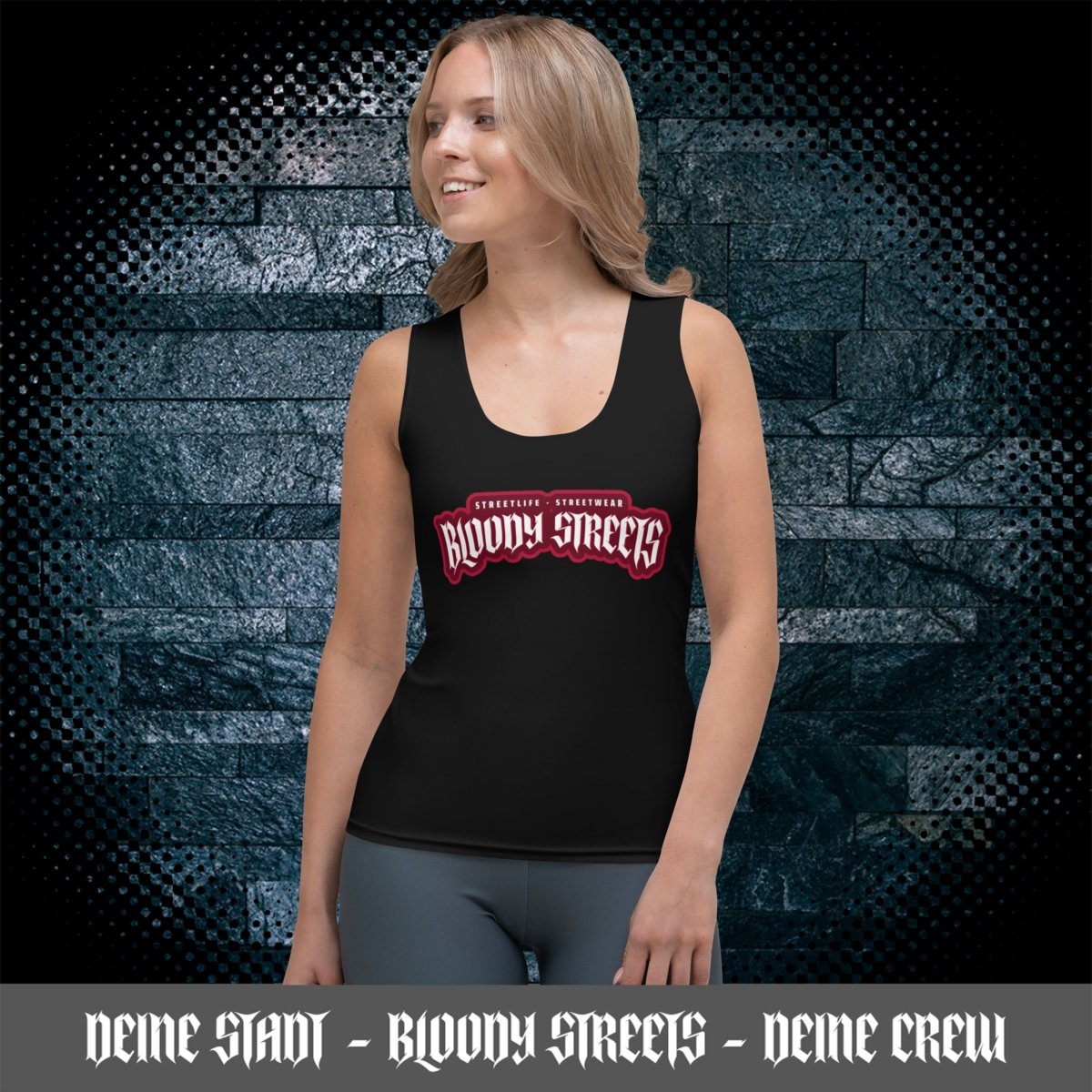 Damen Streetwear Tank Top BLACK - BLOODY - STREETS.DE Streetwear Herren und Damen Hoodies, T-Shirts, Pullis