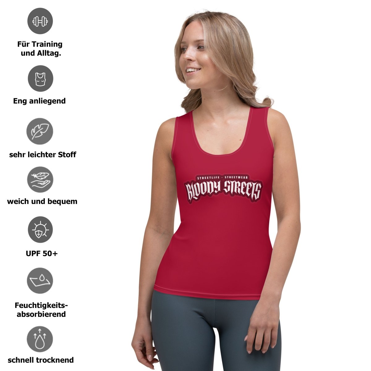 Damen Streetwear Tank Top BLOODY Rot - BLOODY - STREETS.DE Streetwear Herren und Damen Hoodies, T-Shirts, Pullis