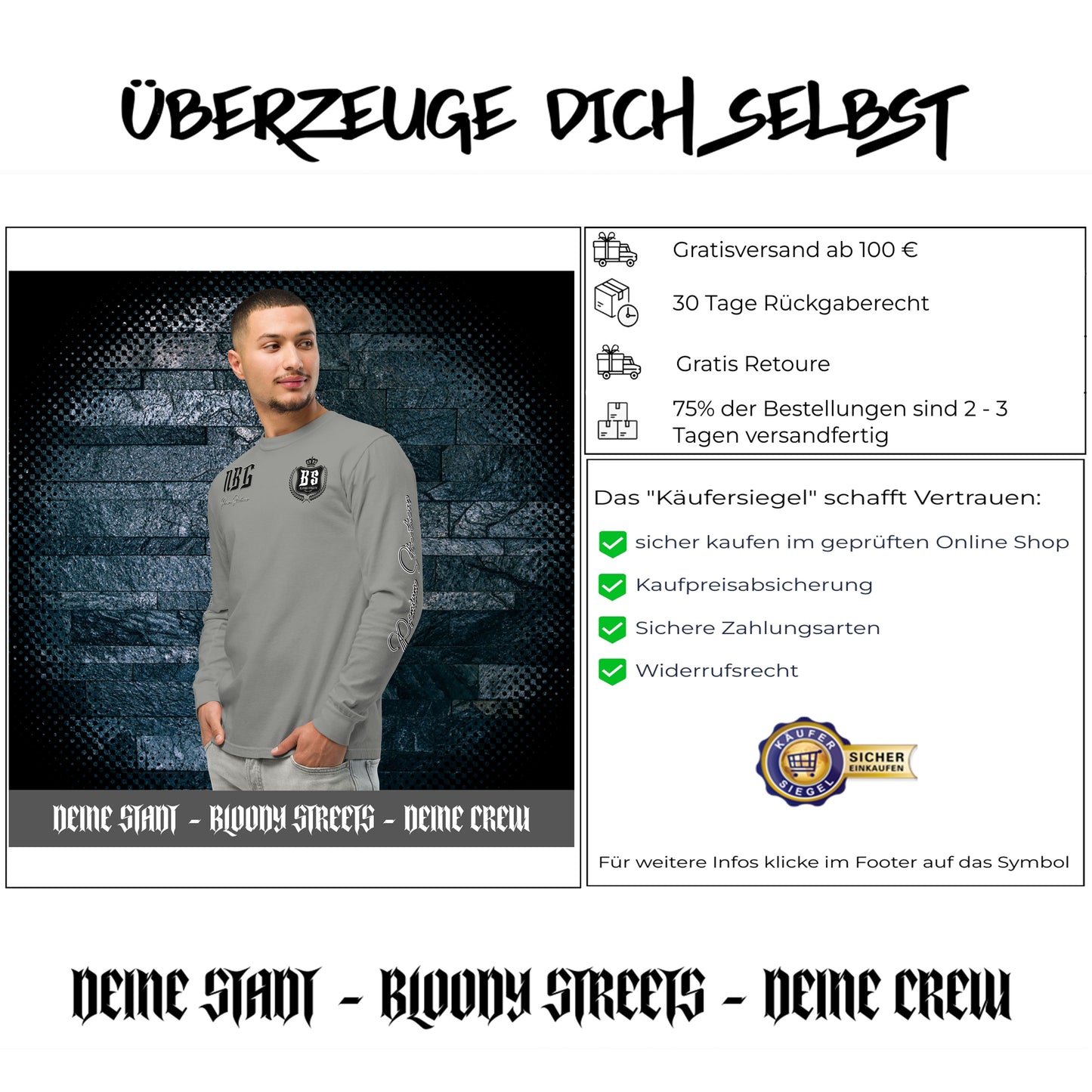 Streetwear Longsleeve "OG" - Textilgefärbtes Schweres Langarmshirt