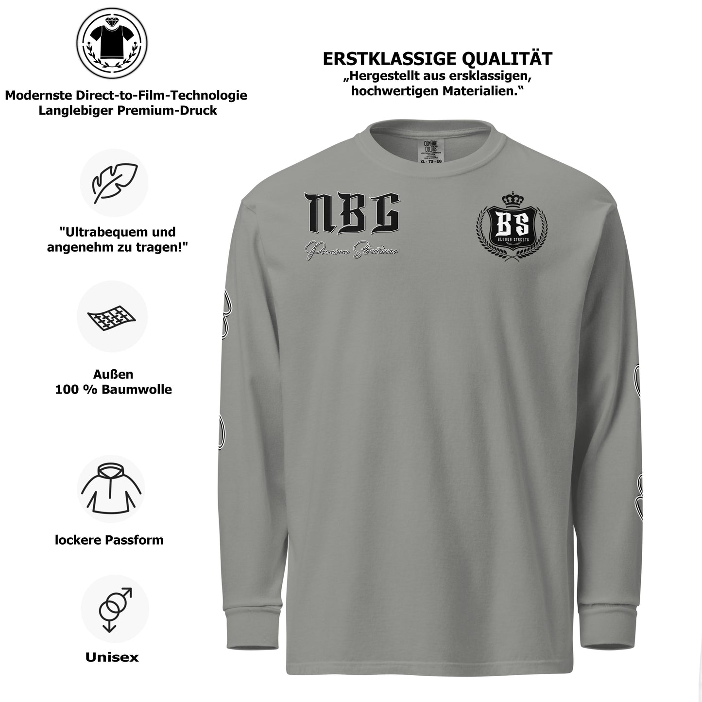 Streetwear Longsleeve "OG" - Textilgefärbtes Schweres Langarmshirt