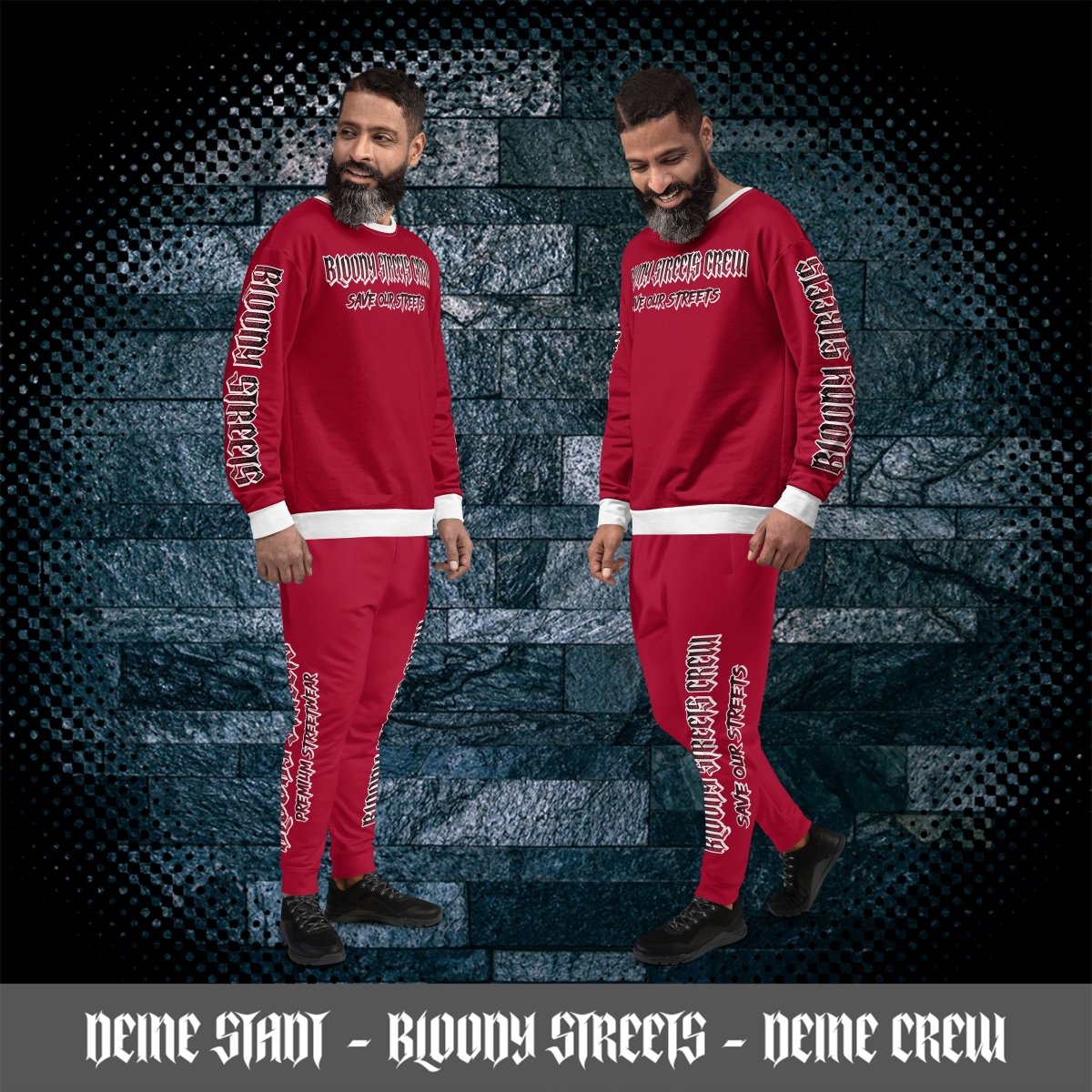 Jogginganzug Crew Member Red V2 - BLOODY - STREETS.DE Streetwear Herren und Damen Hoodies, T-Shirts, Pullis