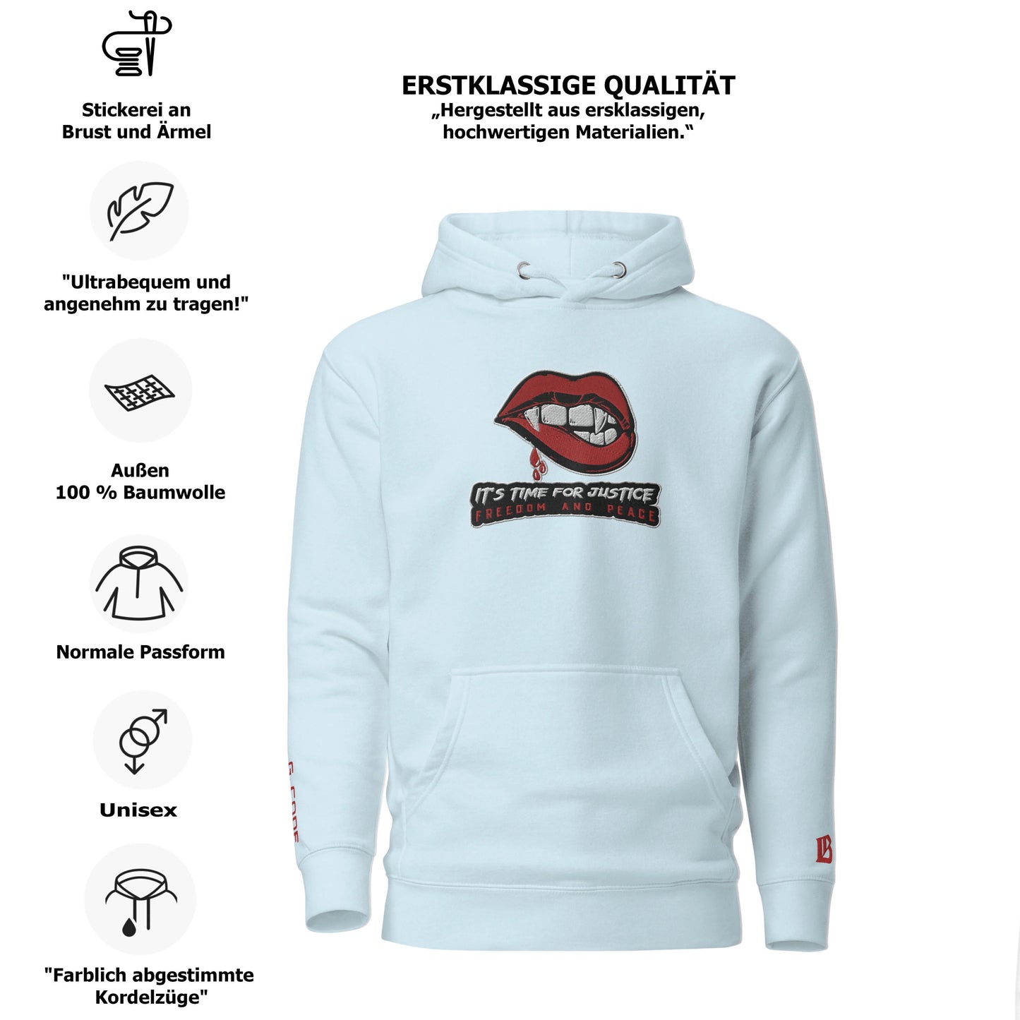 Streetwear Kapuzenpullover IT´S TIME FOR JUSTICE - Stickerei