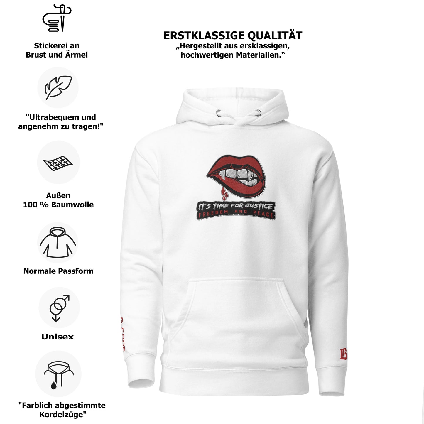 Streetwear Kapuzenpullover IT´S TIME FOR JUSTICE - Stickerei