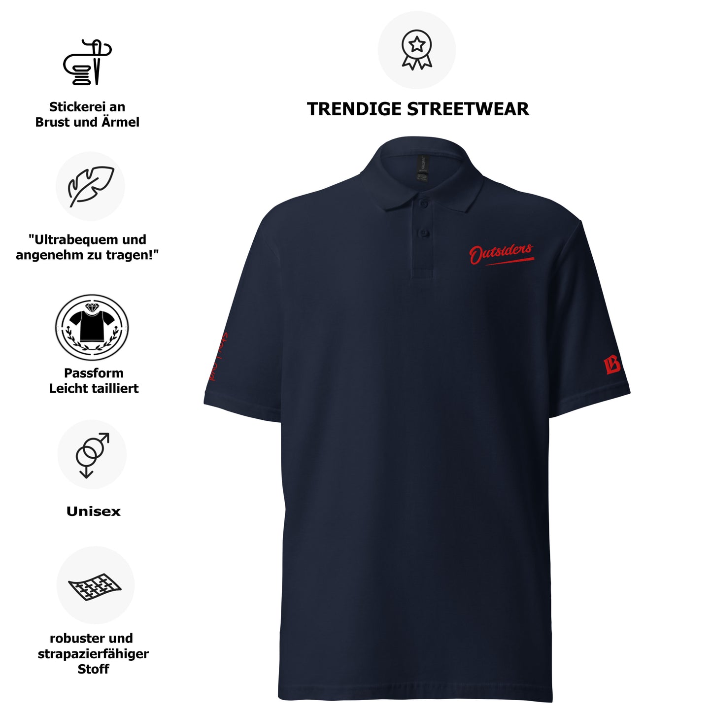BS Outsiders - Polo-Shirt Stickerei Unisex