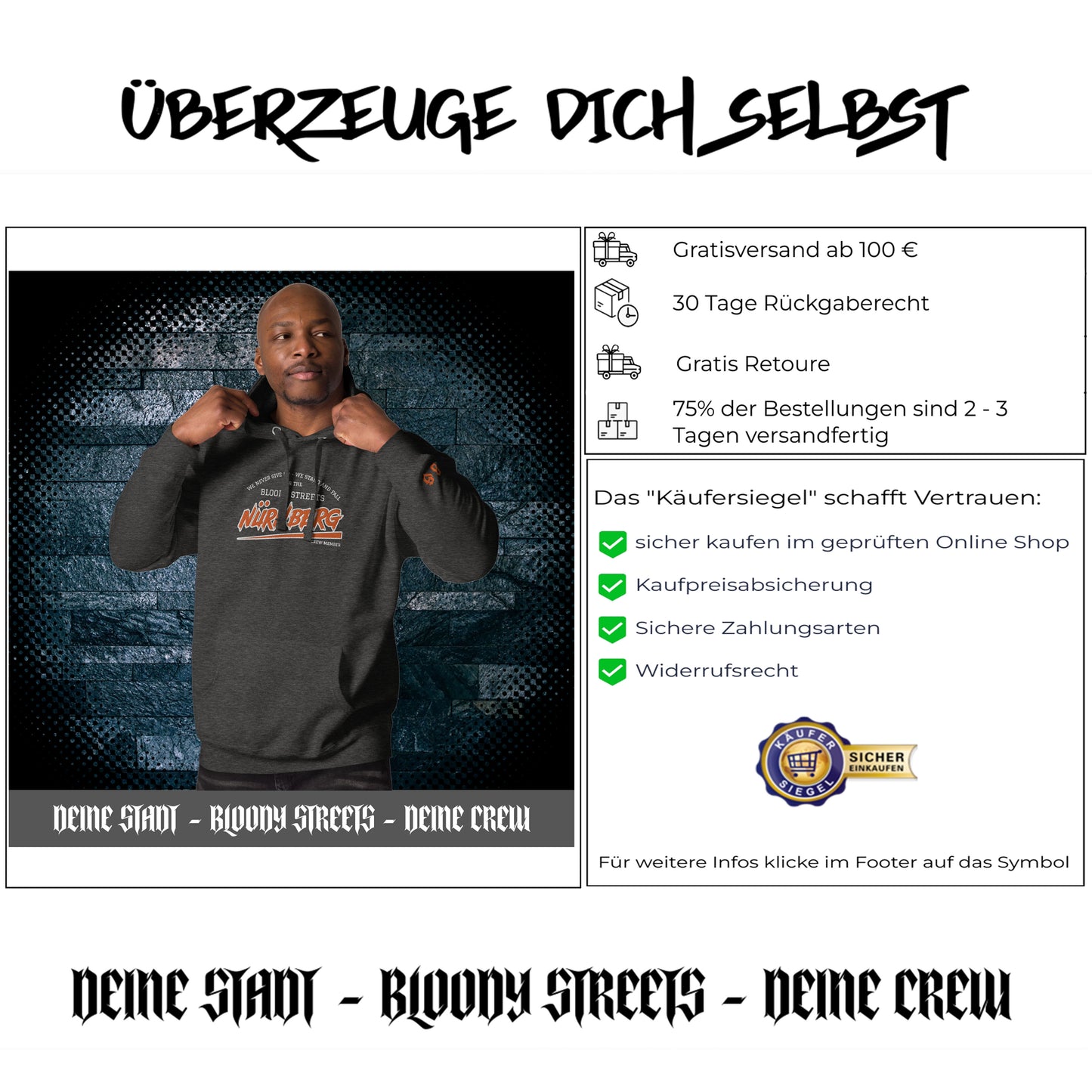 BS CITY Nürnberg Crew Member Streetwear Hoodie NEW VERS
