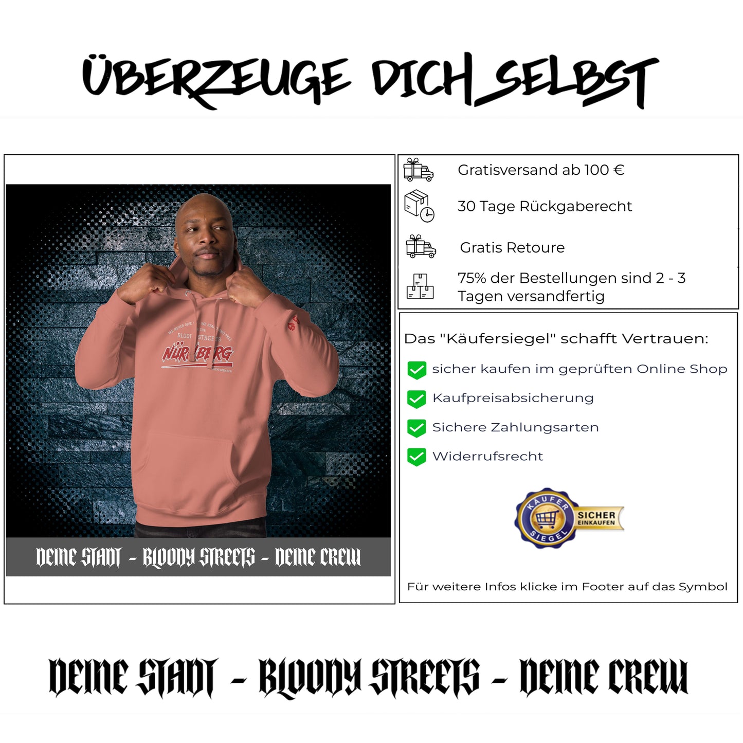BS CITY Nürnberg Crew Member Streetwear Hoodie NEW VERS