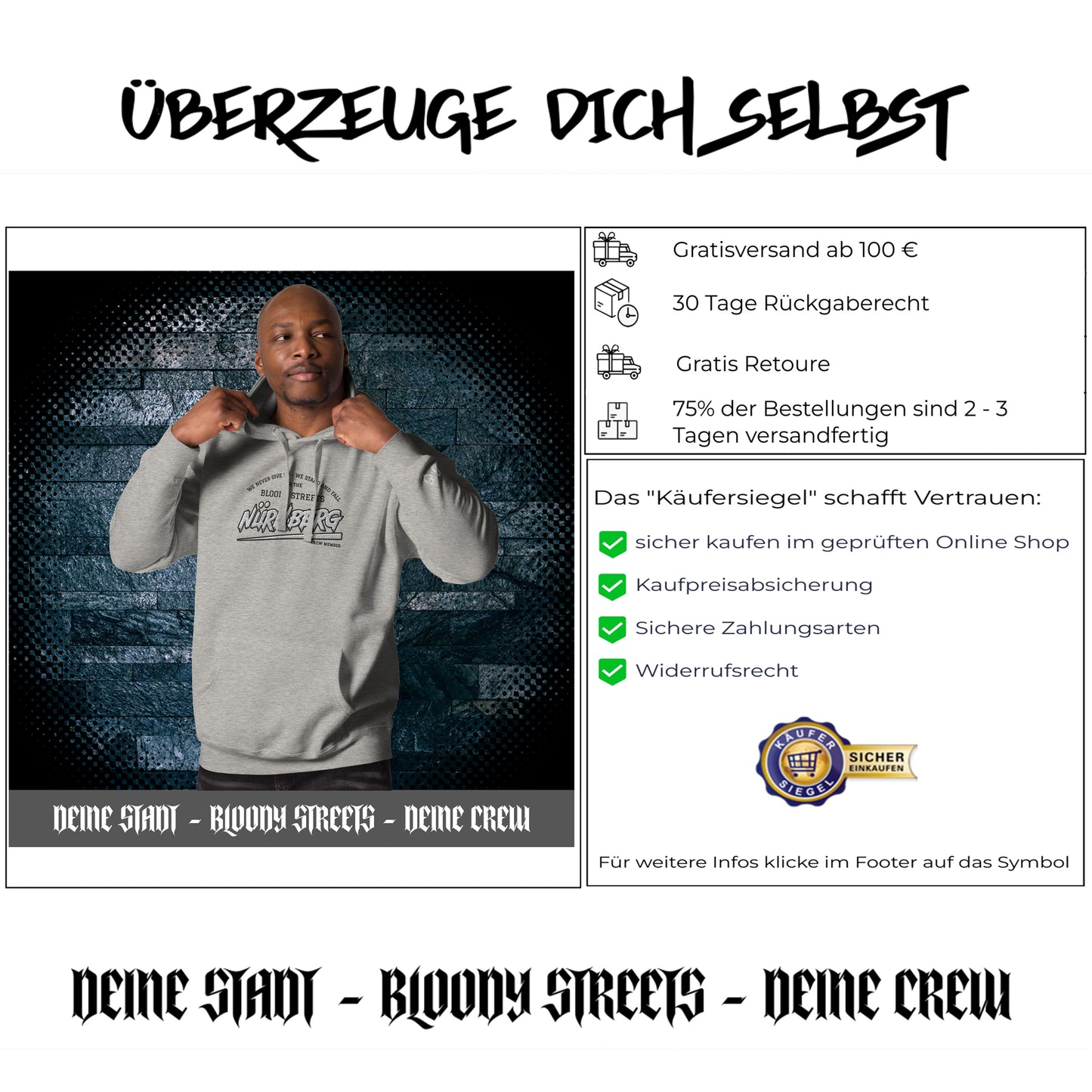 BS CITY Nürnberg Crew Member Streetwear Hoodie NEW VERS