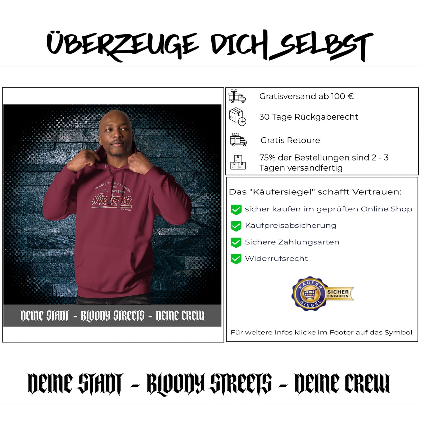 BS CITY Nürnberg Crew Member Streetwear Hoodie NEW VERS