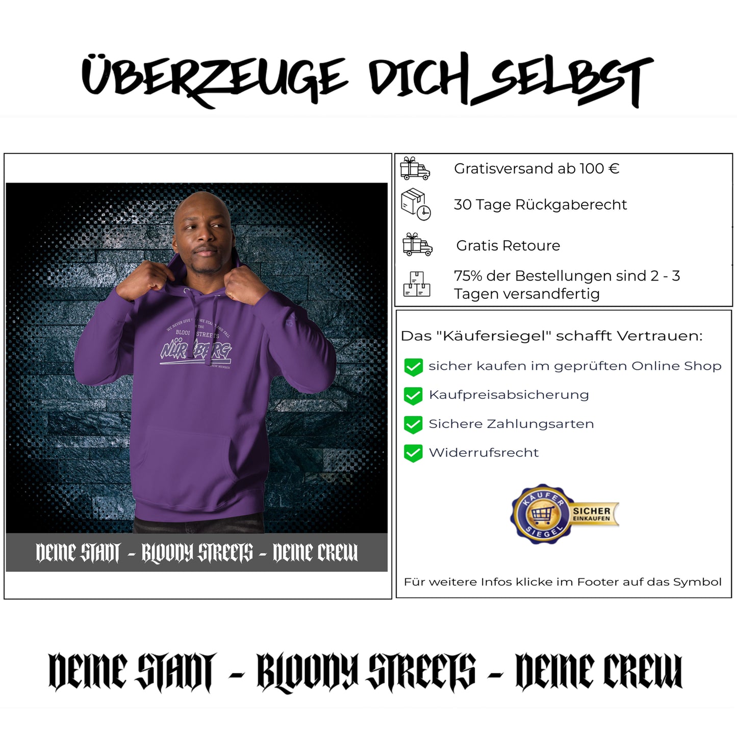 BS CITY Nürnberg Crew Member Streetwear Hoodie NEW VERS