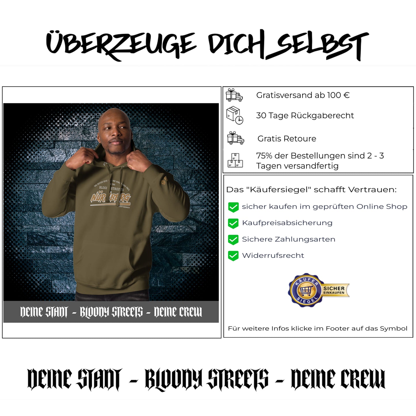 BS CITY Nürnberg Crew Member Streetwear Hoodie NEW VERS