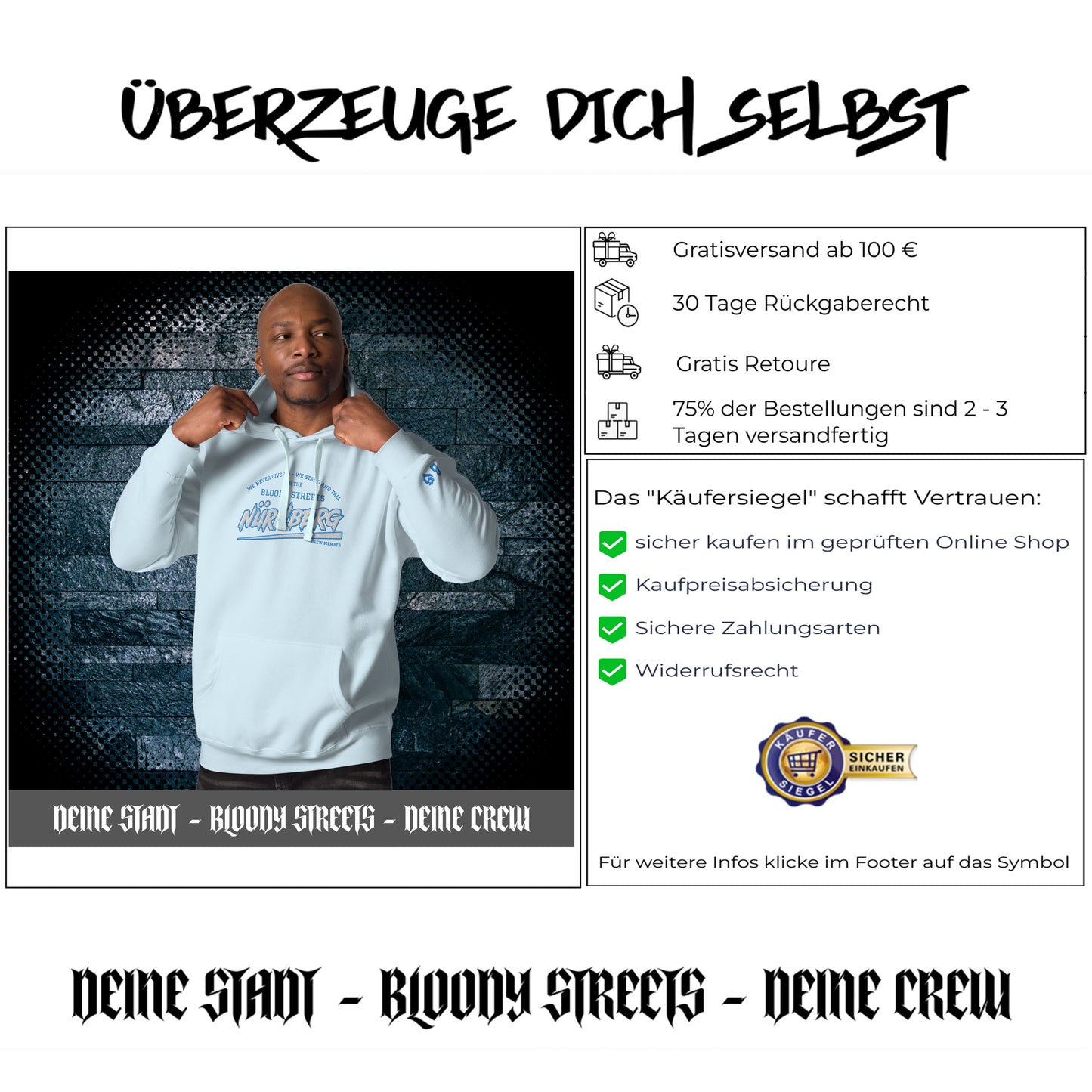 BS CITY Nürnberg Crew Member Streetwear Hoodie NEW VERS