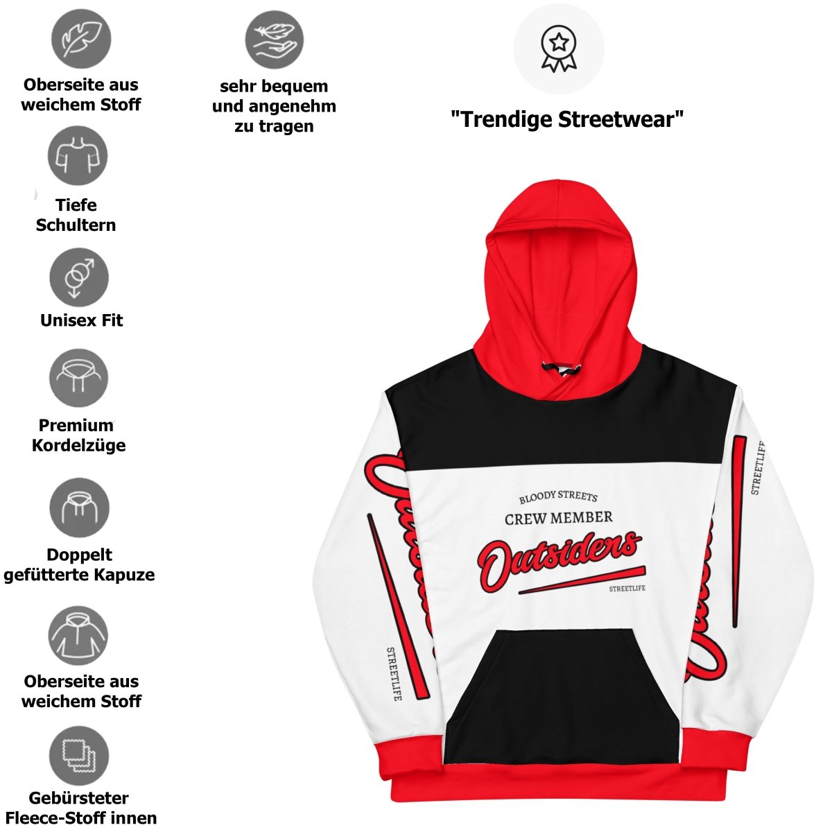 Streetwear Hoodie BS OUTSIDERS Unisex - BLOODY - STREETS.DE Streetwear Herren und Damen Hoodies, T-Shirts, Pullis