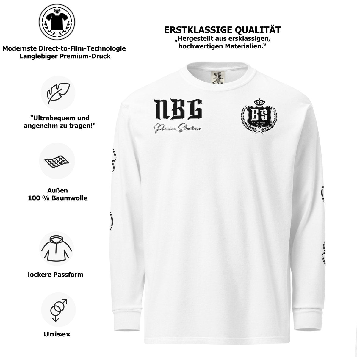 Streetwear Longsleeve "OG" - Textilgefärbtes Schweres Langarmshirt - BLOODY - STREETS.DE Streetwear Herren und Damen Hoodies, T-Shirts, Pullis