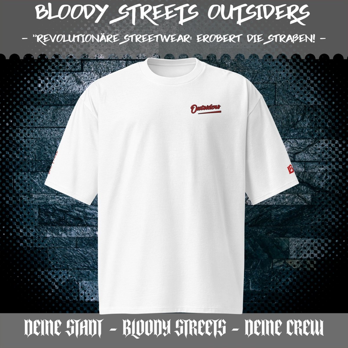 Streetwear Oversized heavyweight T-Shirt - BS OUTSIDERS - BLOODY - STREETS.DE Streetwear Herren und Damen Hoodies, T-Shirts, Pullis