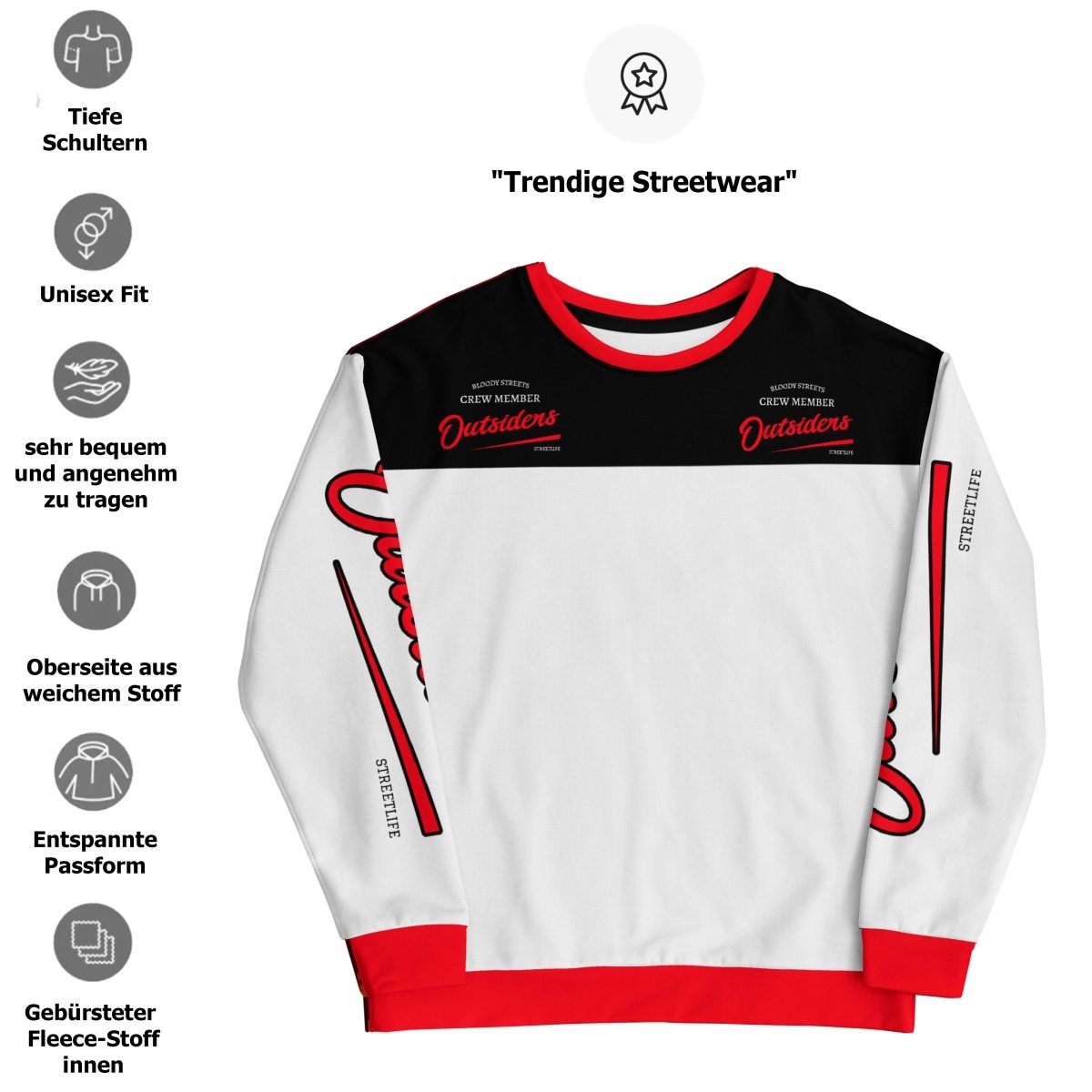 Streetwear Pullover Unisex - BS OUTSIDERS V2 - BLOODY - STREETS.DE Streetwear Herren und Damen Hoodies, T-Shirts, Pullis